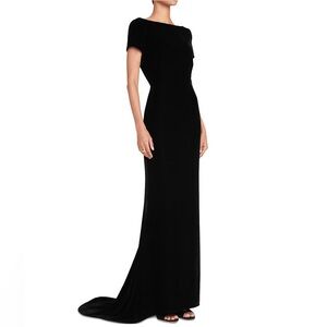 STAUD Emelyn Black Velvet Open Back Dress - Size 4 - NWT